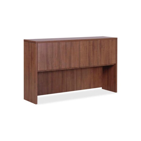 Lorell Hutch with Doors - 70.9in x 14.8in x 36in - Walnut - Essentials Series - 69976