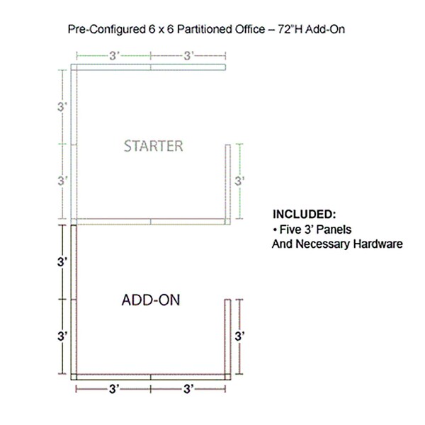 Interion By Global Industrial 72 in D X 72 in H, 72 in W X Fabric Panels / Wood Frame / Steel Connectors, Blue - 236650BL