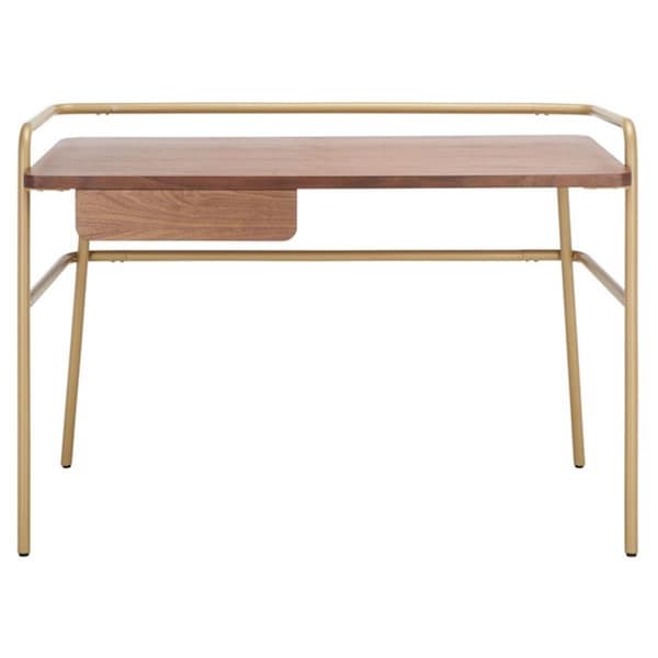 Safavieh Regis Metal & Wood Desk, Walnut & Bronze - SFV8729A