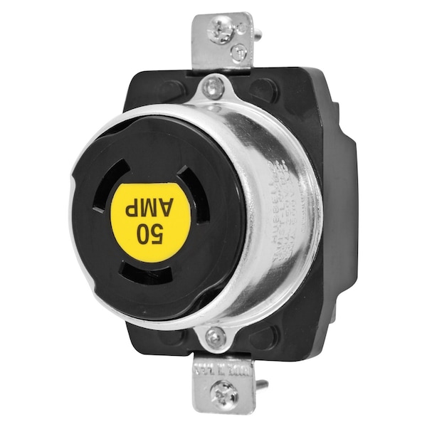 Hubbell 50A Twist-Lock Receptacle 3P 4W 600VAC/250VDC BK - HBL7379