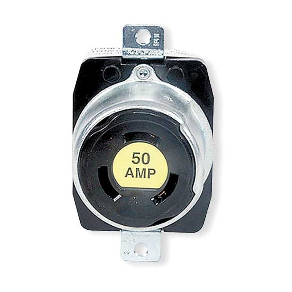 Hubbell 50A Twist-Lock Receptacle 3P 4W 600VAC/250VDC BK - HBL7379
