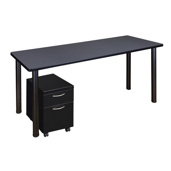 Kee Desking Pedestal Desk Desks > Pedestal Desks > Kee Single Pedestal Desks, 24 D X 29 H, 66 W X Wood|Metal - MTSPM6624GYBPBK