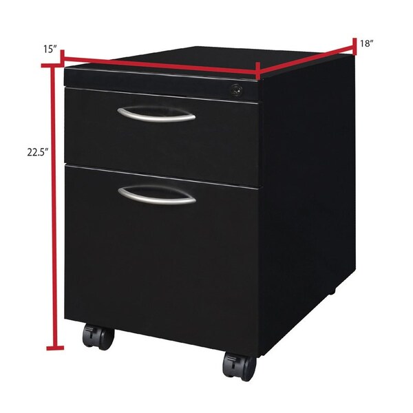 Kee Desking Pedestal Desk Desks > Pedestal Desks > Kee Single Pedestal Desks, 24 D X 29 H, 66 W X Wood|Metal - MTSPM6624GYBPBK