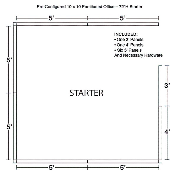 Interion By Global Industrial 120 in D X 72 in H, 120 in W X Fabric Panels / Wood Frame / Steel Connectors, Gray - 236630GY