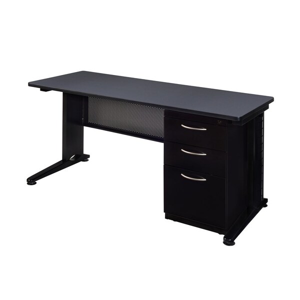 Fusion Pedestal Desk Desks > Pedestal Desks > Fusion Single Pedestal Desks, 30 D X 29 H, 72 W X Wood|Metal - MSP7230GY