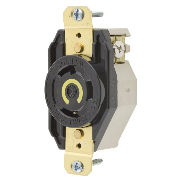 Hubbell 30A Twist-Lock Receptacle 2P 3W 125VAC L5-30R BK - HBL2610