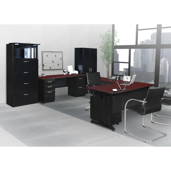 Fusion Pedestal Desk Desks > Pedestal Desks > Fusion Double Pedestal Desks, 30 D X 29 H, 72 W X Wood|Metal - MDP7230MH