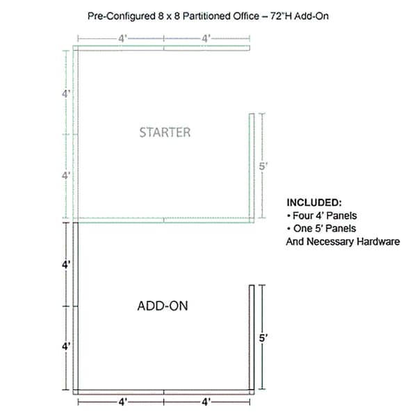 Interion By Global Industrial 96 in D X 72 in H, 96 in W X Fabric Panels / Wood Frame / Steel Connectors, Blue - 236654BL