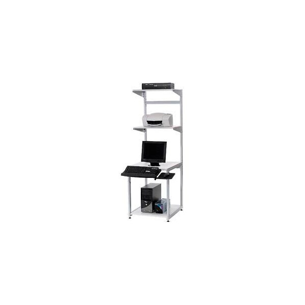 Global Equipment 24" Computer LAN Workstation, 24"W x 30"D x 74"H, Gray, Unassembled - C20803