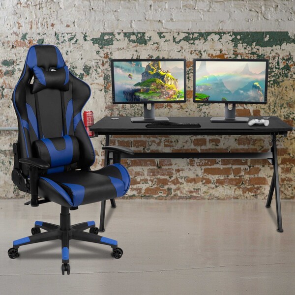 Flash Furniture Black Gaming Desk-Cup Holder/Reclining Chair Set - BLN-X20D1904L-BL-GG