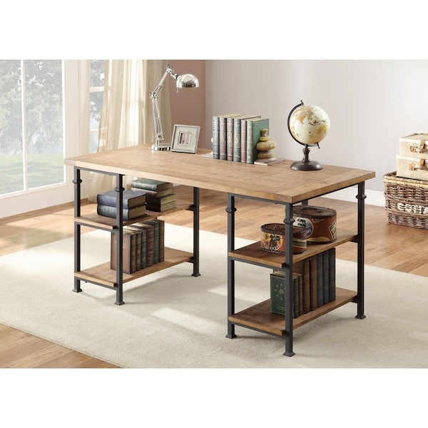 Home Elegance 30 x 28 x 60 in. Factory Writing Desk - Rustic Brown - 3228-15