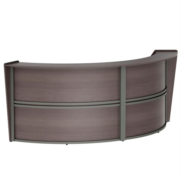 Linea Italia Curved Reception Desk with Counter, 2 Units, 124 inW x 49 inD, Mocha - ZUT296