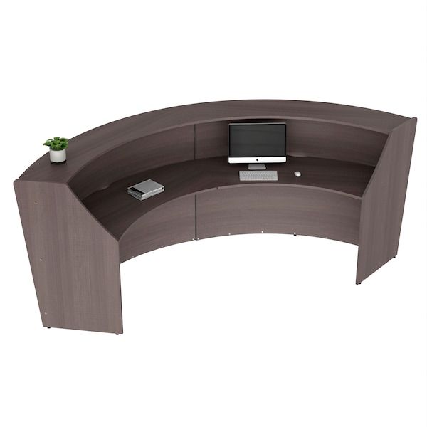 Linea Italia Curved Reception Desk with Counter, 2 Units, 124 inW x 49 inD, Mocha - ZUT296