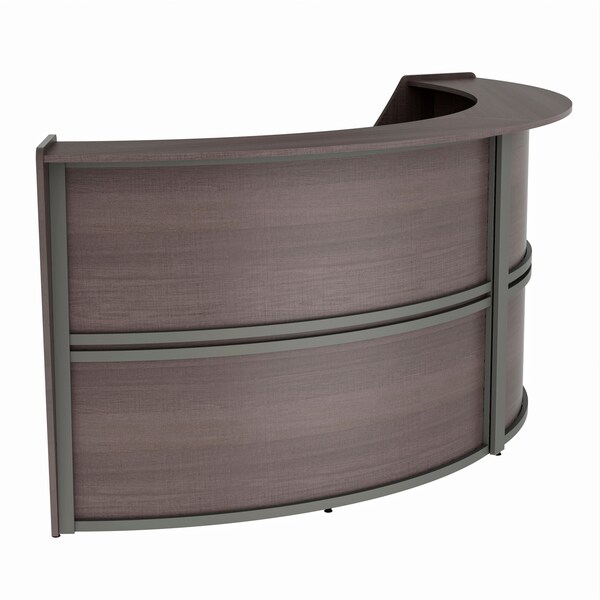 Linea Italia Curved Reception Desk with Counter, 2 Units, 124 inW x 49 inD, Mocha - ZUT296