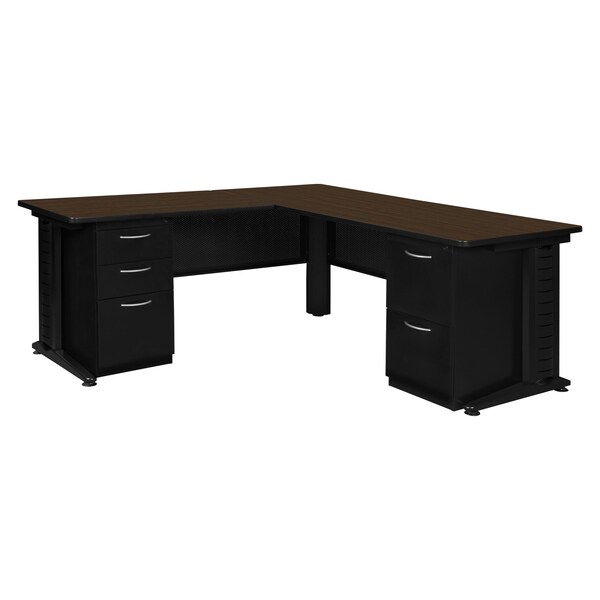 Regency Fusion Desk W/ Double Pedestal Drawer Unit, 72 in W X Wood, Metal, Neo Walnut - MLD723048NW