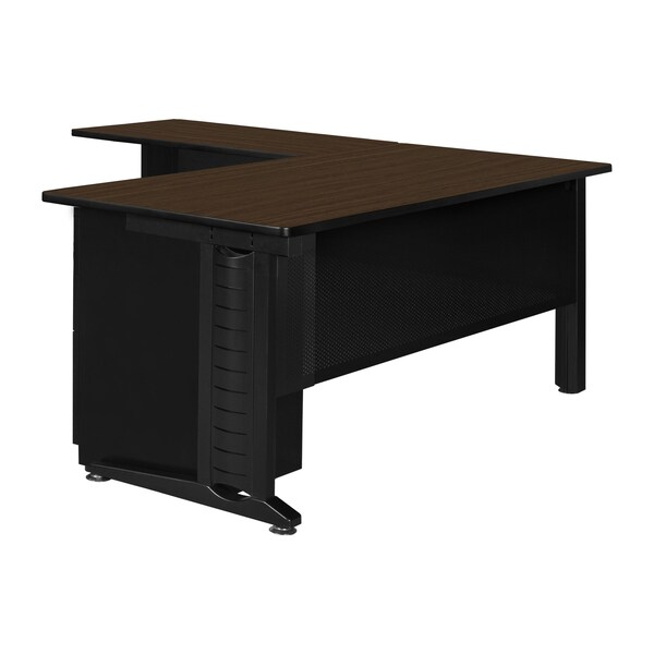 Regency Fusion Desk W/ Double Pedestal Drawer Unit, 72 in W X Wood, Metal, Neo Walnut - MLD723048NW