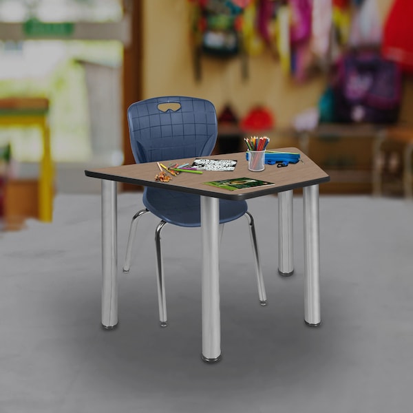 Regency Learning School Desk, 36 in W X Wood, Metal, Noble Oak / Chrome - TSD36231918NOBPCM
