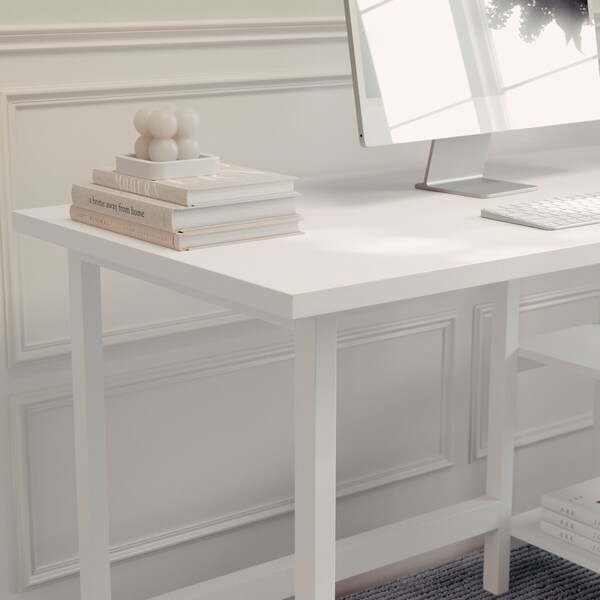 Martha Stewart 23.5 in. D X 47.5 in. W X Pine Wood, Rubberwood (Parawood), White Wood Grain - BLN-FY-HY-1071-WH-MS