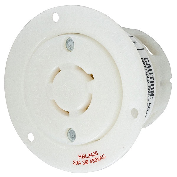 Hubbell 20A Flanged Twist-Lock Receptacle 3P 4W 480VAC - HBL2436