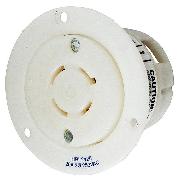 Hubbell 20A Flanged Twist-Lock Receptacle 3P 4W 250VAC - HBL2426