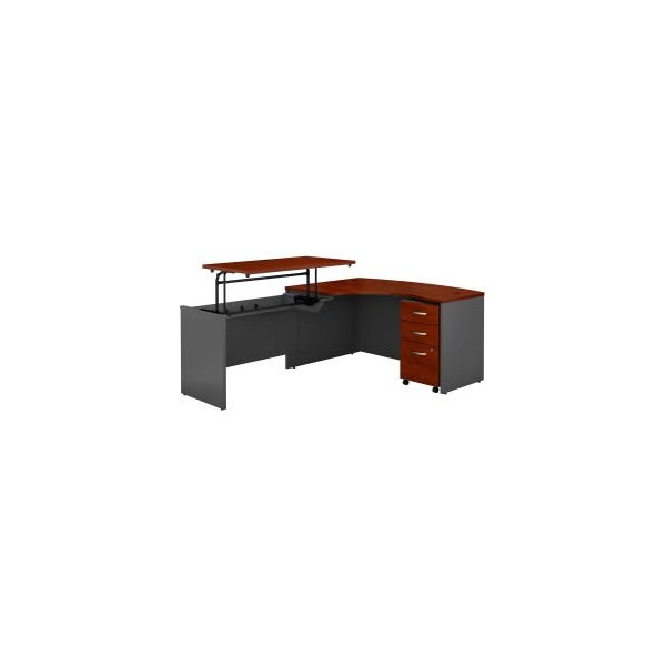 Bush Ind Bush Furniture 60in Left Hand 3 Position Sit-Stand L-Desk - Graphite Gray / Hansen Cherry - Series C - SRC127HCSU