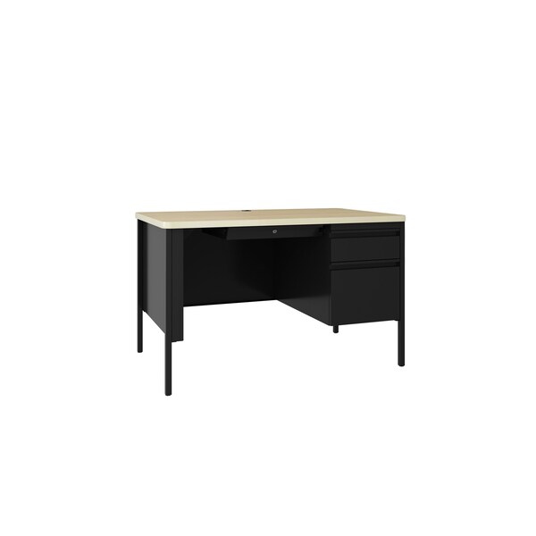 Hirsh Right-Hand Single Pedestal File Office Desk W/ Round Corner T-Mold Top, 30 in D X 29.5 in H - 25053