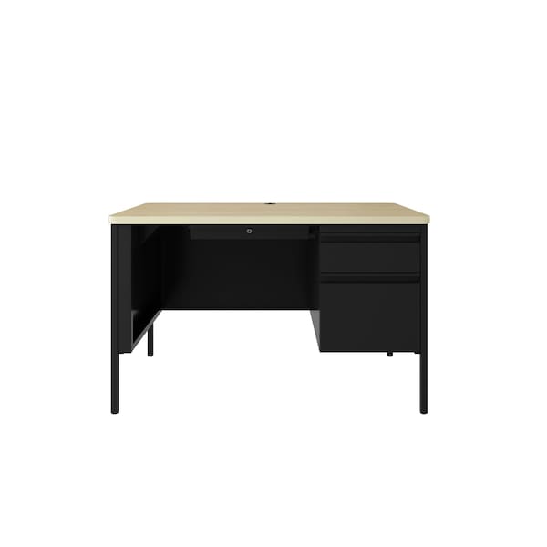 Hirsh Right-Hand Single Pedestal File Office Desk W/ Round Corner T-Mold Top, 30 in D X 29.5 in H - 25053
