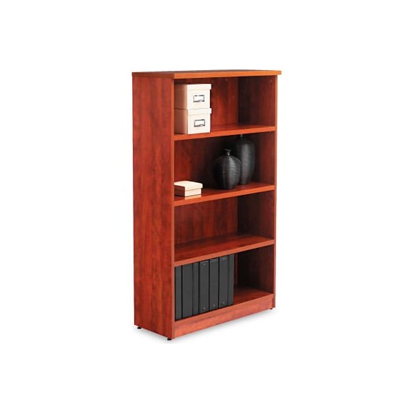 Alera Alera Bookcase with 4 Shelves - 31-3/4"W x 14"D x 55"H - Medium Cherry - Valencia Series - ALEVA635632MC