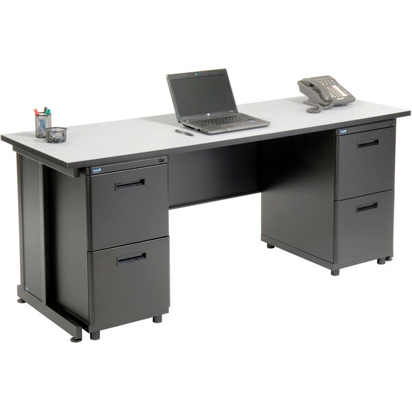 Interion By Global Industrial Wood Desk Kit, 24 in D X 30 in H, 72 in W X - 670074GY