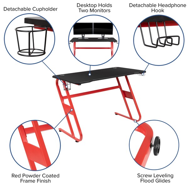 Flash Furniture Red Gaming Desk and Chair Set - BLN-X20RSG1030-RD-GG
