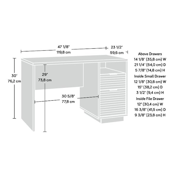Sauder 23.46 in D X 30 in H, 47.16 in W X Engineered wood - 431763