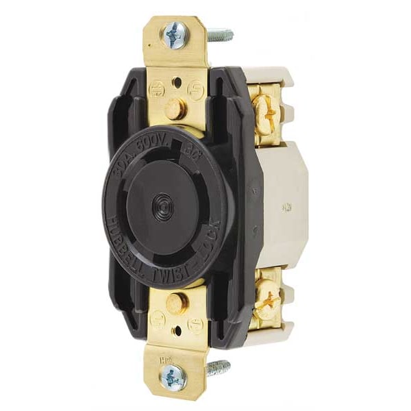 Hubbell 30A Twist-Lock Receptacle 3P 4W 600VAC L17-30R BK - HBL2740