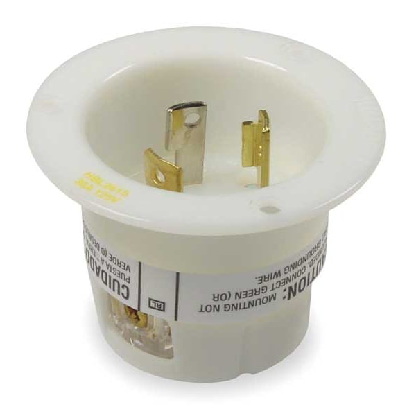 Hubbell 30A Flanged Twist-Lock Inlet 2P 3W 125VAC L5-30P WT - HBL2615