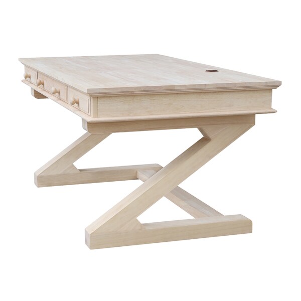 International Concepts Executive Desk, with Zosiac Base 32 in D X 30 in H, 60 in W X Wood, Unfinished - K-OF64T-64Z
