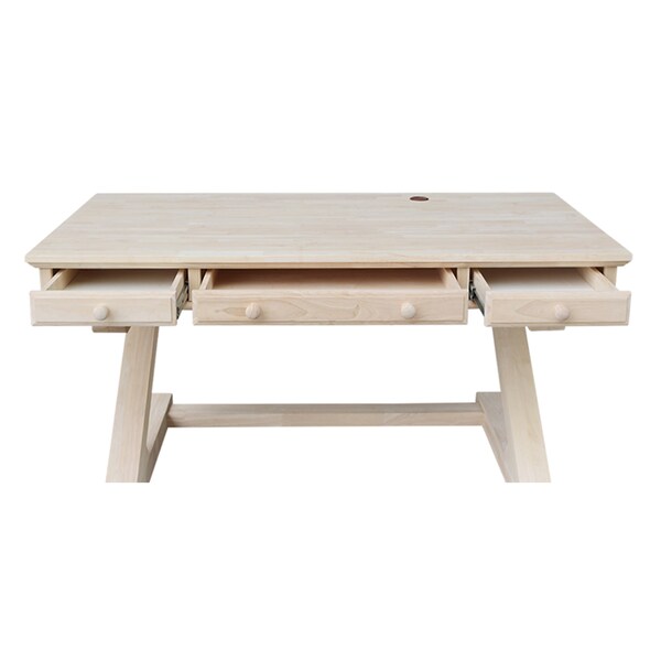 International Concepts Executive Desk, with Zosiac Base 32 in D X 30 in H, 60 in W X Wood, Unfinished - K-OF64T-64Z