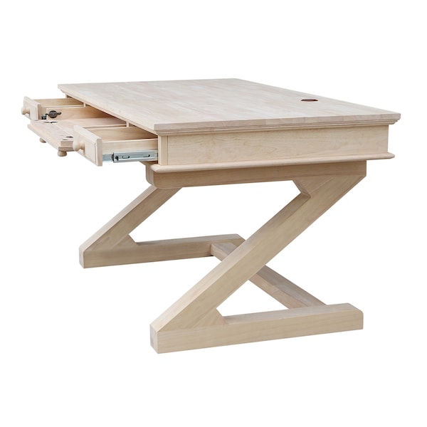 International Concepts Executive Desk, with Zosiac Base 32 in D X 30 in H, 60 in W X Wood, Unfinished - K-OF64T-64Z