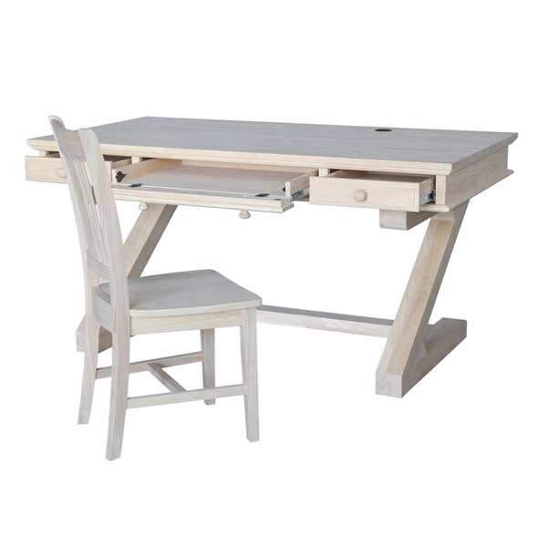 International Concepts Executive Desk, with Zosiac Base 32 in D X 30 in H, 60 in W X Wood, Unfinished - K-OF64T-64Z
