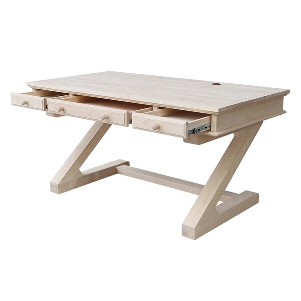International Concepts Executive Desk, with Zosiac Base 32 in D X 30 in H, 60 in W X Wood, Unfinished - K-OF64T-64Z