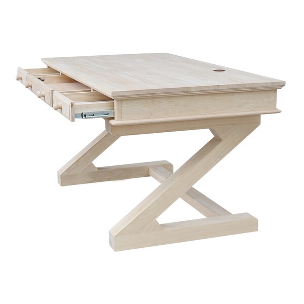 International Concepts Executive Desk, with Zosiac Base 32 in D X 30 in H, 60 in W X Wood, Unfinished - K-OF64T-64Z