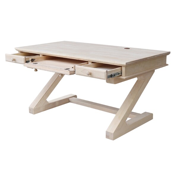 International Concepts Executive Desk, with Zosiac Base 32 in D X 30 in H, 60 in W X Wood, Unfinished - K-OF64T-64Z