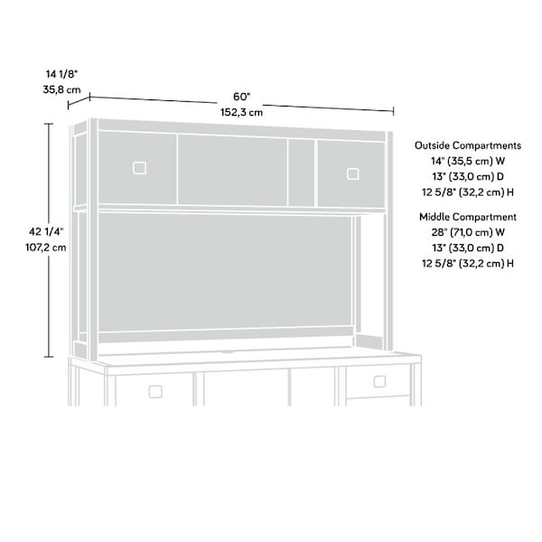 Sauder 14.09 in D X 42.2 in H, 59.96 in W X Engineered wood - 429511