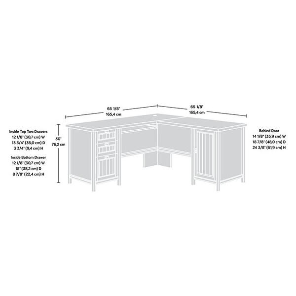 Sauder L-Desk, 65.12 in D X 30 in H, 65.12 in W X Engineered wood - 419956
