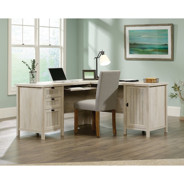 Sauder L-Desk, 65.12 in D X 30 in H, 65.12 in W X Engineered wood - 419956