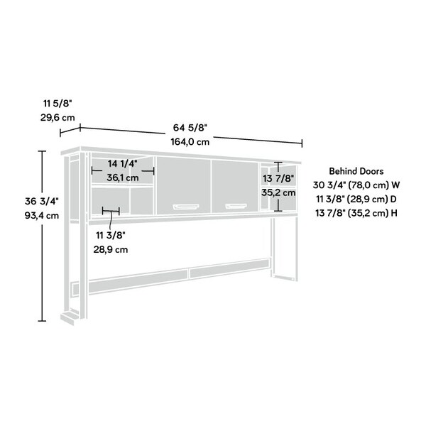 Sauder 11.65 in D X 36.77 in H, 64.57 in W X Engineered wood, Metal - 430077