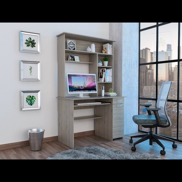 Tuhome 22.9 in. D X 70.8 in. H, 43.3 in. W X Laminate, Light Gray - ELZ5720