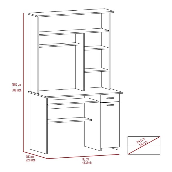 Tuhome 22.9 in. D X 70.8 in. H, 43.3 in. W X Laminate, Light Gray - ELZ5720