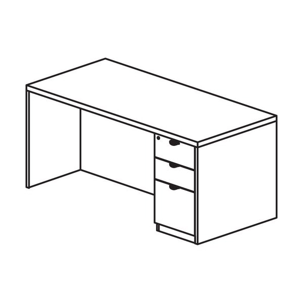 Lorell Right-pedestal Desk, B/B/F, 60inWx30inDx29inH, Gray Elm - LLRPD3060RSPGE
