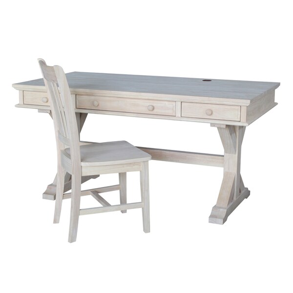 International Concepts Executive Desk, with Canyon Base 32 in D X 30 in H, 60 in W X Wood, Unfinished - K-OF64T-64C-C10