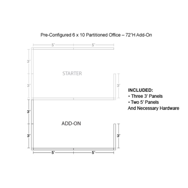 Interion By Global Industrial 120 in D X 72 in H, 72 in W X Fabric Panels / Wood Frame / Steel Connectors, Gray - 236656GY