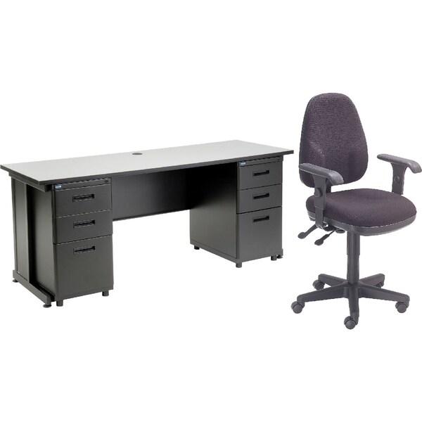 Interion By Global Industrial Office Desk Kit, 24 in D X 30 in H, 72 in W X - 670076GY-B1